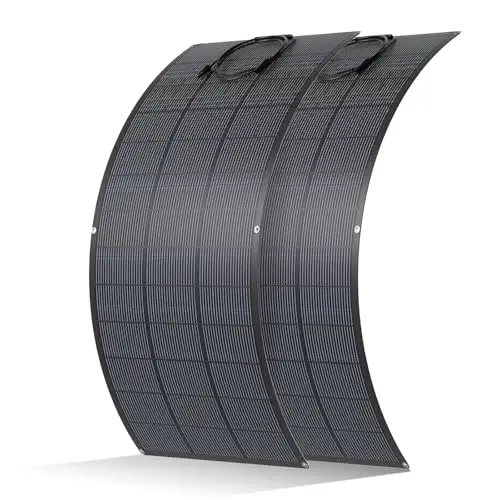 ECO-WORTHY Panneau Solaire Souple 400W(2 * 200W), Cellule Mono 18BB 25% de Conversion élevée Matériau ETFE pour Balcon, Camping-car, Bateau, Toit, Camping, Maison, Yacht, Surfaces irrégulières