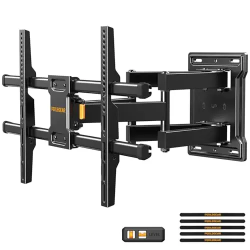 PERLEGEAR Support Mural TV à Mouvement Complet pour téléviseurs Plats ou incurvés de 32 à 85", Support TV Mural avec Inclinaison sans Outil et Gestion des câbles, jusqu'à 60 kg, Max VESA 600x400 mm
