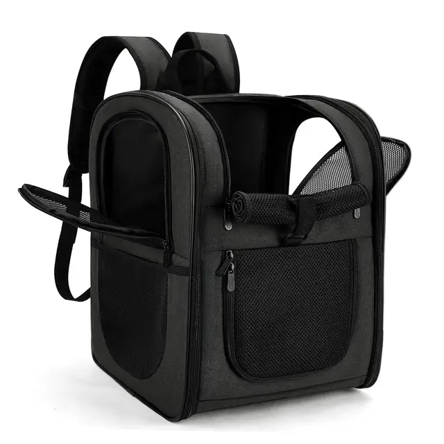 Apollo Walker Sac Transport Chat Chien pour Petits (Capacité de Charge 5-12 kg, Dimensions 32L*30B*42H),Chiens et Chats Sac à Dos en Maille Respirante pour Animaux de Compagnie - Noir