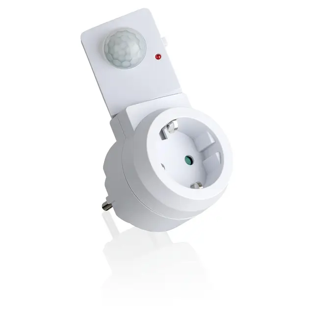 SEBSON Prise Intermédiaire avec Détecteur de Mouvement 230V, Capteur Orientable, Prise de Courant Programmable, Adaptateur de Prise LED adapté