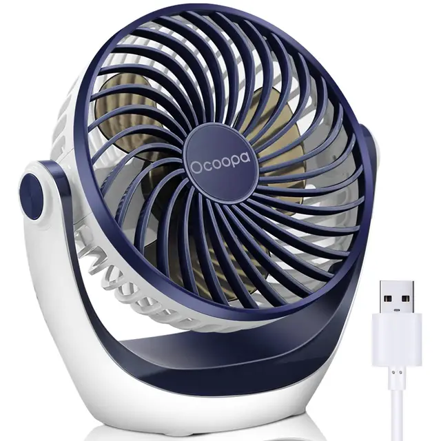 OCOOPA Ventilateur Silencieux Portable Mini Puissant - 3 Vitesses, Rotation 360°, Alimenté par USB - Pour Chambre, Bureau, Domair, Cuisine