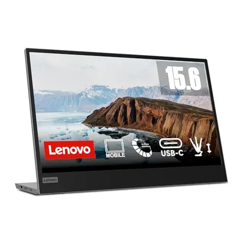 Lenovo L15 Mobile Monitor 15.6 inch FHD 1080p IPS Panel with USB Type-C, Height Adjust Stand - Black