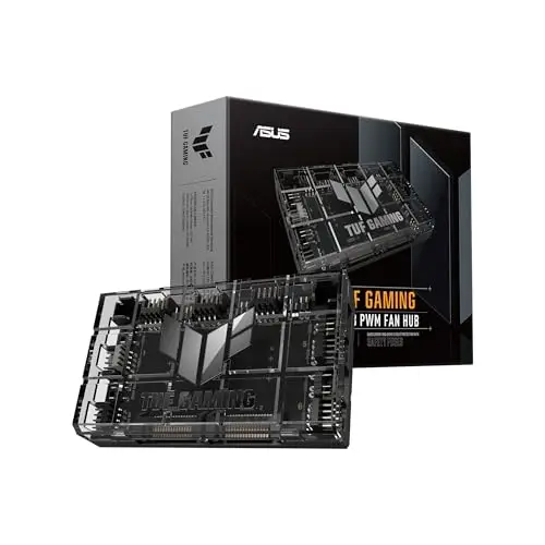 ASUS TUF Gaming ARGB PWM Hub de Ventilateur (6 Ports pour Ventilateur de boîtier PWM et contrôle ARGB, 2 Ports d'alimentation SATA, synchronise Le Refroidissement et Les Effets d'éclairage, Fixation
