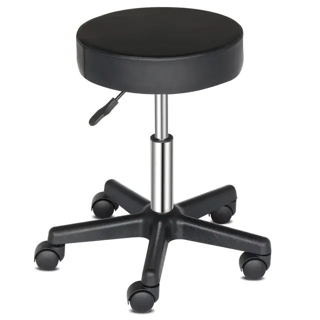 Tabouret de Bureau, Tabouret à roulettes avec Rotation 360°, pour Salon de Massage, Bureau, Clinique (1, Noir)