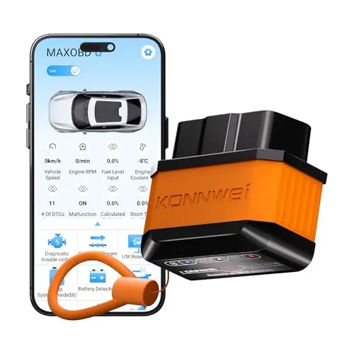 KONNWEI OBD2 Diagnostic Auto OBD Bluetooth 5.2: Valise Diagnostic Français Voiture Multimarque pour iOS Android - OBDII Scanner sans Fil avec Test - Lecteur Code Moteur avec