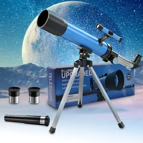 Télescope astronomique pour enfants de 8 à 12 ans avec trépied | Télescope débutant d'ouverture de 50 mm | Cadeau éducatif pour garçons et filles de 6 à 12 ans | Portable | 2 oculaires 20X-100X