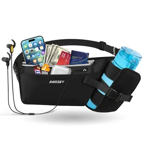 Ceinture de Course, Sac Banane de Sport Etanche Sacoche Running Belt Réglable pour iPhone X 8 7 Plus Samsung S9 S8 Plus Téléphones Jusqu’à 6.5", Convient pour Gym,Voyage,Escalade,Randonnée,Vélo