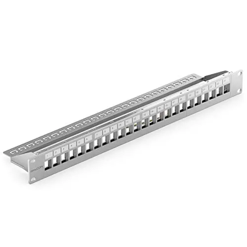 deleyCON 24 Port Panneau Patch Modulaire pour Keystone Modules 1 HE 19" Rack Montage Compatible CAT5 CAT6 CAT7 CAT8 LAN Réseau Câble Installation Noir