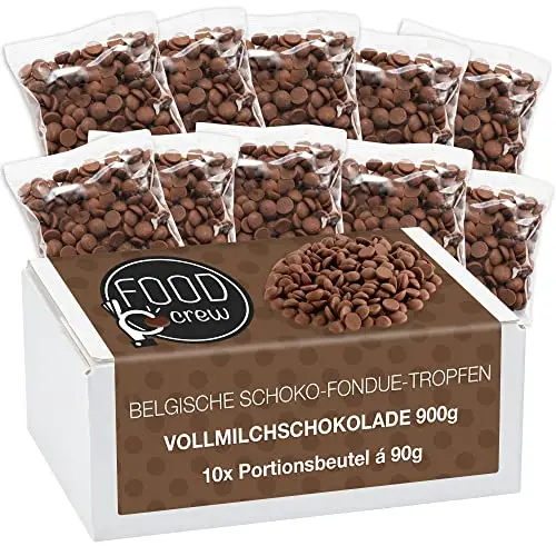 FOOD crew Pépites de Chocolat au Lait 900g - Entier Belge pour Fondue et Cookies - Délice Fondant Régal pour Fontaine de Chocolat et Kits de Fondue