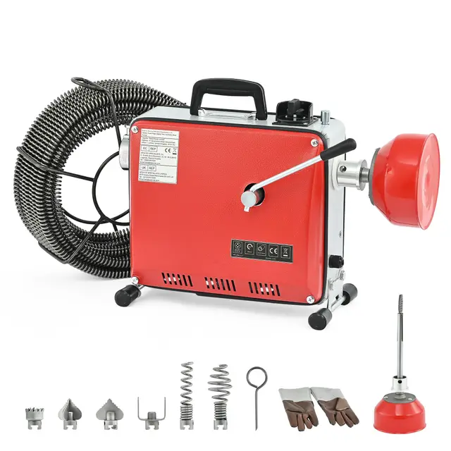 ZELCAN Machine de Nettoyage de Tube Électrique 400W Pour Tubes de Ø30-100mm, Nettoyeur de Vidange 400 tr/min, Nettoyant de Tuyau avec Axe de Nettoyage de Tube, Outils de Nettoyage
