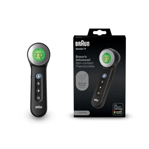 Braun Sensian 7 Thermomètre frontal sans contact | Technologie Age Precision | 3-en-1 |Écran numérique avec code couleur | Convient aux bébés et aux enfants | Marque #1 auprès des médecins(1) | BNT400