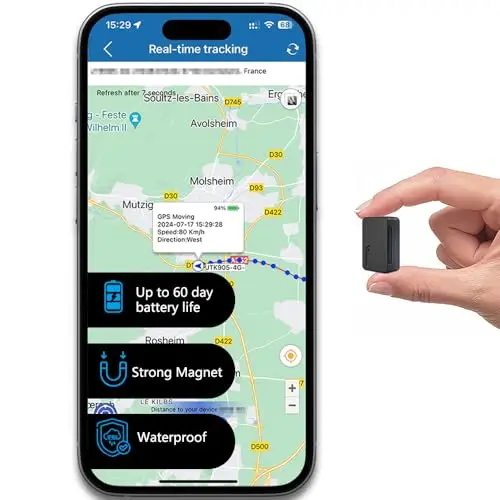 Mini Traceur GPS 4G sans Carte SIM sans Limite de Distance, Autonomie 60 Jours, Suivi en Temps Réel, 6 Mois d'Historique, Alertes APP, Aimanté Tracker GPS pour Voiture,Vélo,Moto,Enfants TK903