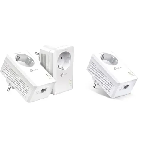 TP-Link TL-PA7017 P AV1000 Adaptateur Powerline Gigabit avec Prise Blanc & TL-PA7017P KIT CPL 1000 Mbps Prise CPL avec 1 Port Ethernet Gigabit et Prise Intégrée, Boitier CPL Kit de 2