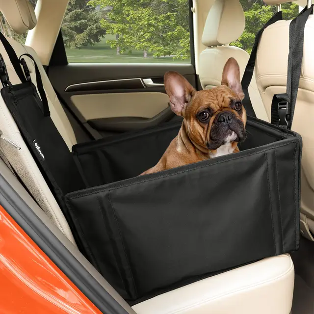 Wuglo Siège Auto Chien Extra Stable et Waterproof – Siège de Voiture renforcé avec 4 Sangles de Fixation et Ceinture de sécurité – Jusqu’à 12 kg pour Petits Chiens