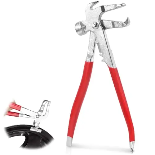 Swpeet 1 pièce Outil marteau à pinces pour équilibreur de roue rouge, outils à pinces pour réparation de pneus avec embouchures plates et pointues pour voiture, SUV, camion de pick-up