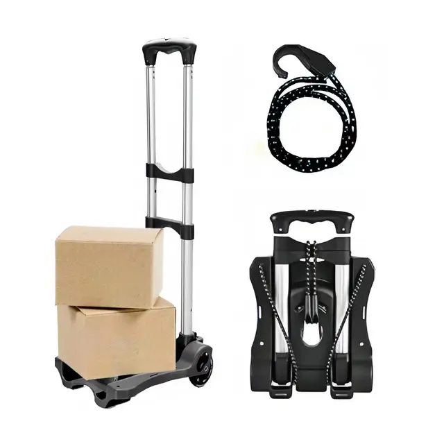 MAXBROTHERS Diable Pliant Chariot de Voyage-Capacité de Charge de 40 Kg Diable Pliant 2 Roues avec 2 Cordes Elastiques, Chariot Portable et Pliablecapacité pour Les Bagages,Shopping,Voyage