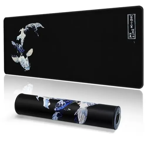 EFISH Tapis de Souris de Jeu Japonais XXL 800 x 300 mm Grand Tapis de Bureau Bords Cousus Imperméable Antidérapant pour PC, MacBook, Ordinateur Portable Améliore la précision et la Vitesse. (A3)