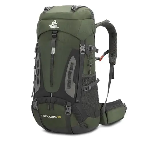 Bseash Sac à dos de randonnée léger et imperméable de 60L avec housse de protection contre la pluie, sac à dos de voyage pour l'escalade, le camping et la randonnée