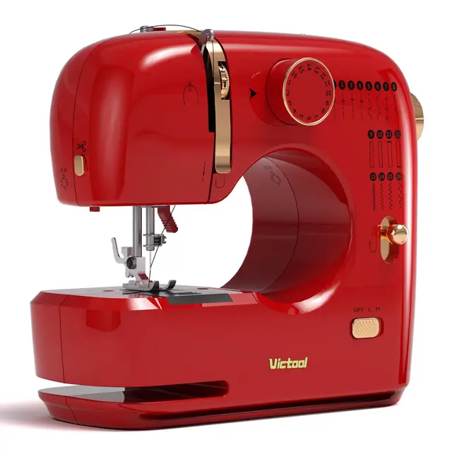 520Plus Machine à Coudre électrique pour Débutants avec 16 Points, Double Aiguille, Couture en Marche Arrière, Pédale, Portable Couture pour Bricolage à Domicile et Réparation de Tissus