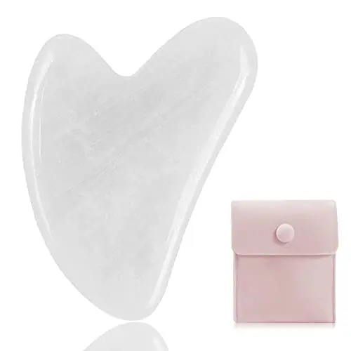 Gua Sha - Outils pour le visage, les yeux, le cou et le corps - Pierres de jade Gua Sha - Pour la thérapie physique et le spa - Pour le visage, les yeux, le cou et le corps (blanc)