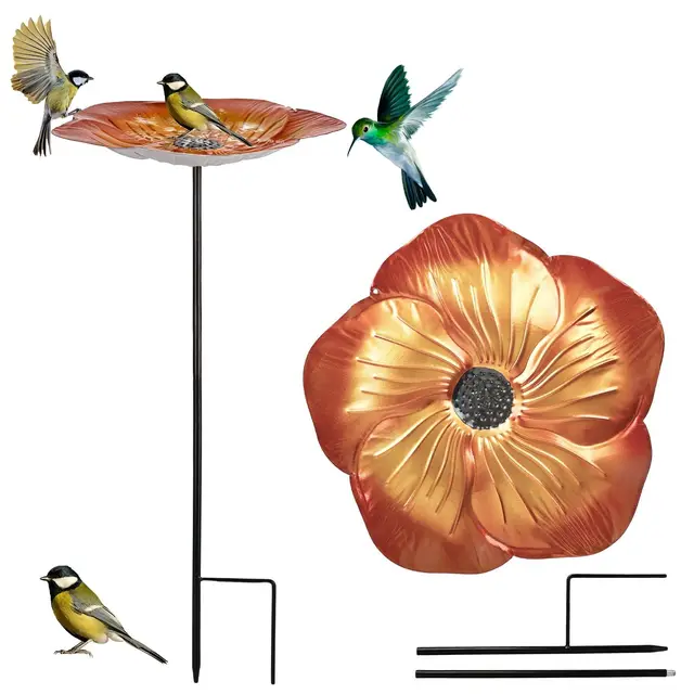 Bain d'oiseaux autoportant pour Jardin, mangeoire à Oiseaux, Bain d'oiseaux Hivernal avec Piquet, Amovible, Abreuvoir pour Oiseaux, mangeoire d'extérieur