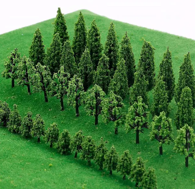 PIQIUQIU 25 Pièces Modèle Arbres, Arbre de Diorama, Arbre Miniature Modèle, Modèle Train Arbres pour DIY de Paysage Landscape, Vert Naturel