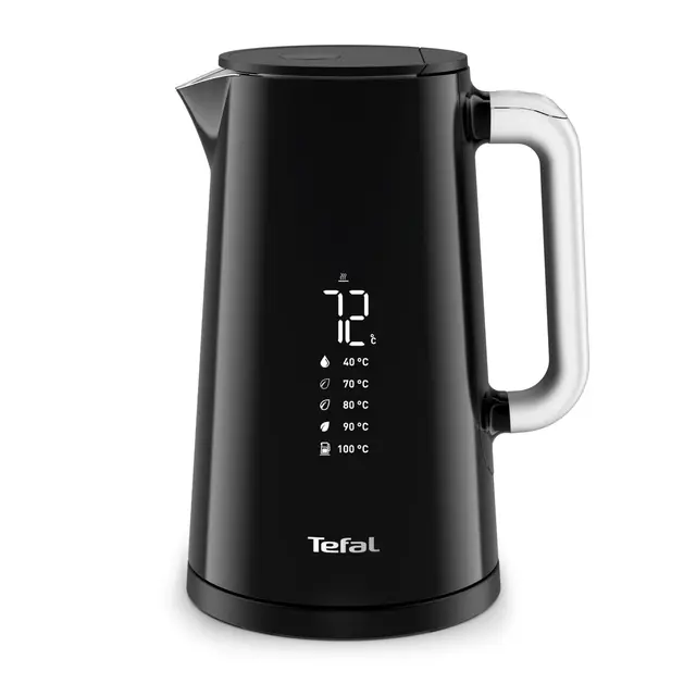 Tefal Bouilloire électrique, Ébullition rapide, 1,7 L, Arrêt Automatique, Filtre amovible, Écran numérique, 5 températures, Maintien au chaud 30 min, Intérieur inox, Smart'n Light, Noire, KO850810
