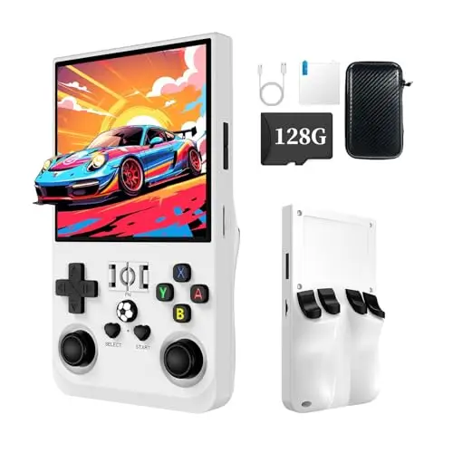 R36MAX Console de Jeu Portable rétro 128 Go - 4K HD Écran IPS 4,0" avec de Nombreux Jeux, système Open Source Linux, Console de Jeu rétro(Blanc)
