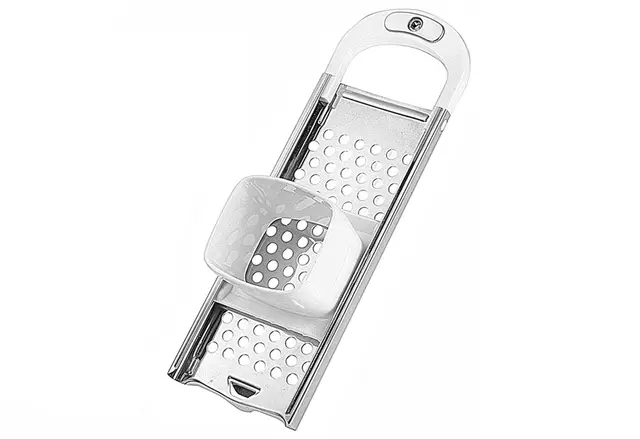 Westmark Eminceur de Spätzles avec glissière pour la pâte, disque à spätzles pour diamètre de pot jusqu'à 24 cm, Acier inoxydable/plastique, Knöpfle, Blanc/argenté, 61122270