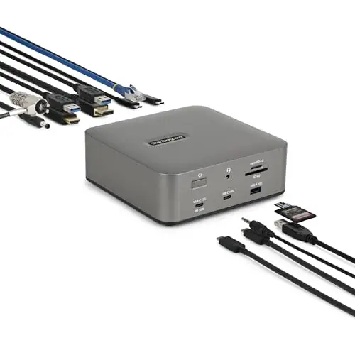 StarTech Dock Thunderbolt 5, Double 8K 60Hz, Triple 4K pour Windows, Jusqu'à Double 6K 60Hz pour Mac - Station d'accueil TB5 et USB4 avec Transfert Max. 120 Gbps, PD 140W, Téléphone 30W, USB 10 Gbps