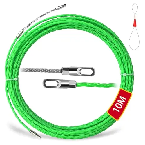 10m Aiguille Electricien, Tire Fils Electrique 4,5 mm Diamètre Aiguille Passe Cable Tire Fils Electricien Aiguille avec Tête Flexible de Guidage, pour la Pose de Câbles (10M)