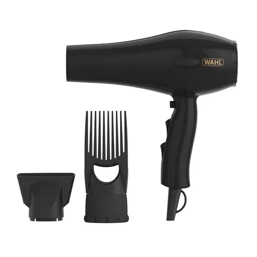 WAHL PowerPik 2 Hairdryer, Sèche-cheveux pour femmes, sèche-cheveux avec embout Pik, sèche-cheveux afro, cheveux afro-caribéens, trois réglages de chaleur, séchage anti-frisottis, noir
