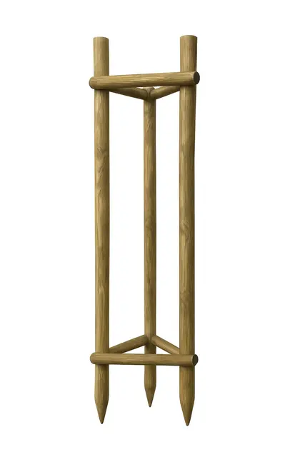 Kit Complet Tuteur Arbre 240 cm ø 7 cm Tuteur Bois avec 3 Piquets 3 Sangles Noires 6 Demi Palissades Support Arbre Fixation Plantes Jardin