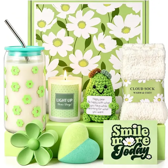 Coffret cadeau pour femmes, cadeaux de relaxation pour la meilleure amie, petit cadeau pour une pause, idée cadeau bien-être et soins personnels pour l'anniversaire d'une femme(Green Sets)