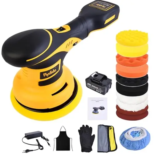 Polisseuse sans fil pour voiture avec 1 batterie de 20 V 4000 mAh, 6 vitesses variables, 2500-5000 tr/min, kit de polissage de 20 pièces pour l'entretien des détails de la voiture et l'élimination des
