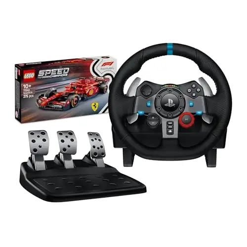 Logitech G G29 Driving Force Volant de course et pédales pour PS5, PS4, PC & Mac + LEGO Speed Champions F1 Ferrari SF-24 - Jeu de Construction avec véhicule de Course & Minifigurine