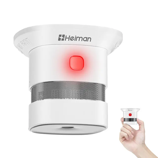 Heiman Mini Détecteur de Fumée, Batterie Amovible - Durée de Vie de 10 Ans (Batterie Incluse), Prix Reddot/CE/en 14604, Mondial Photoélectrique Detecteur de Fumée pour Maison/Magasin/Société/École