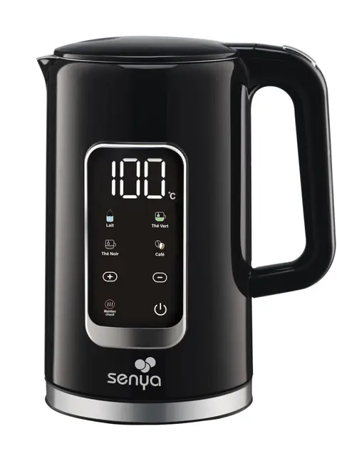 SENYA Bouilloire Électrique 1,7 L Inox – Température Réglable 40-100°C – Écran LCD – Maintien au Chaud 2h – 5 Programmes Thé Café – 2200W – Socle 360° – Double Paroi Anti-Brûlure