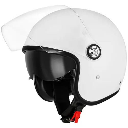 Favoto Casque Moto Jet Ouvert - Demi-Casque Scooter avec Double Visière Pare-Soleil 3/4 pour Adulte Homme Femme Respirant Homologué ECE 22.06