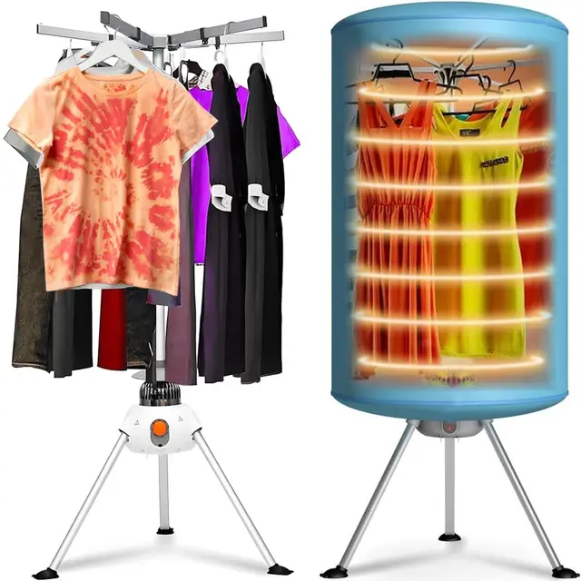 Bakaji Sèche-linge électrique à ballon sèche linge à air chaud puissance 900 W avec minuterie 180 min et double ventilation Dimensions 150 x 65 cm