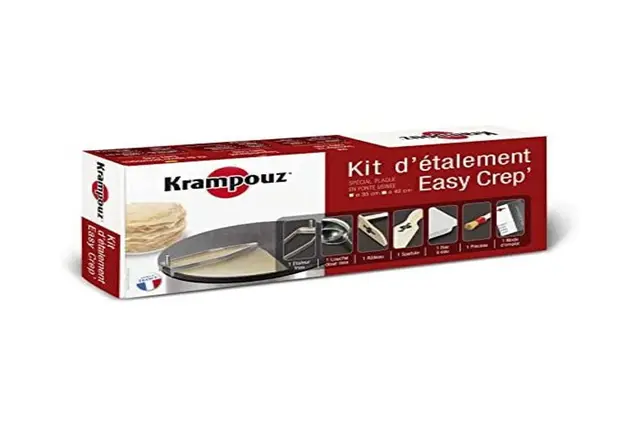 KRAMPOUZ Kit d'Étalement EASY CREP' P/Crêpière Diamètre 40 cm - Étaleur en inox - Pour de Grandes Crêpes Fines et Rondes - Accessoires fournis Réf AKE84