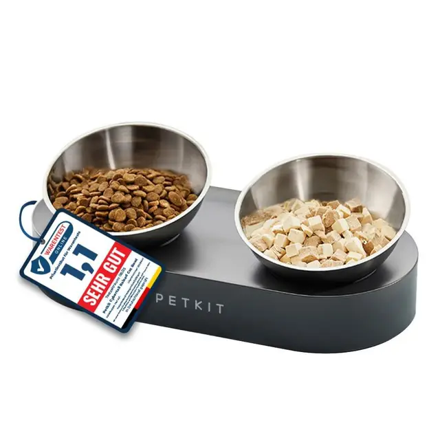 PETKIT CYBERTAIL Bol Surélevé en Acier Inoxydable, Inclinés Bols de Nourriture et alimentation Antidérapants sans Déversement pr Chats et Petits Chiens