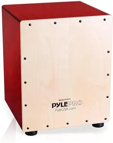 Pyle Cajon Percussion en Bois de Bouleau Compact 30,48 cm – Basse Profonde, Cordons Internes Effet Buzz, Instrument Acoustique pour Adultes et Enfants