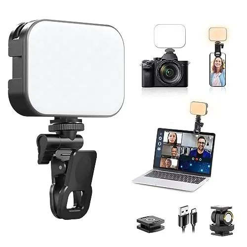 Ulanzi VL100X Lumière pour Selfie, Panneau LED Clipable pour Téléphone Portable, Tablette, Lumière d'Appareil Photo Portable Bicolore avec Réglage 2500-6500K et Batterie 2000mAh pour Conférences Vidéo