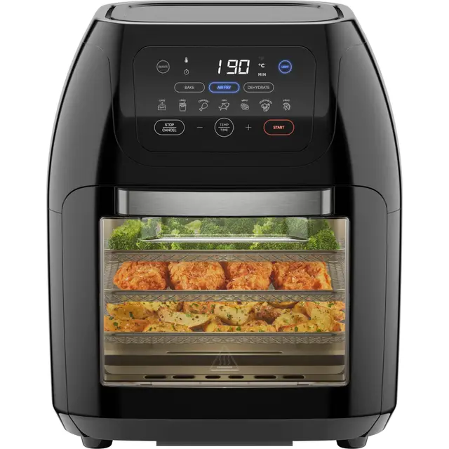 CHEFMAN Multifunctional Digital Air Fryer+ Rotisserie, Dehydrator, Convection Oven, 17 Touch Screen Presets Fry, Roast, Dehydrate, Bake, XL 10L Family Size, Auto Shutoff, Large Easy-View Window, Black