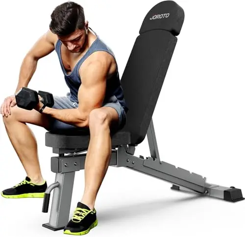 JOROTO MD80 Banc de Musculation Banc Réglable Pour L'entraînement, 4 en 1 Complet Multifonction du Corps Banc Inclinable Pliable, Capacité de Poids de 450 kg