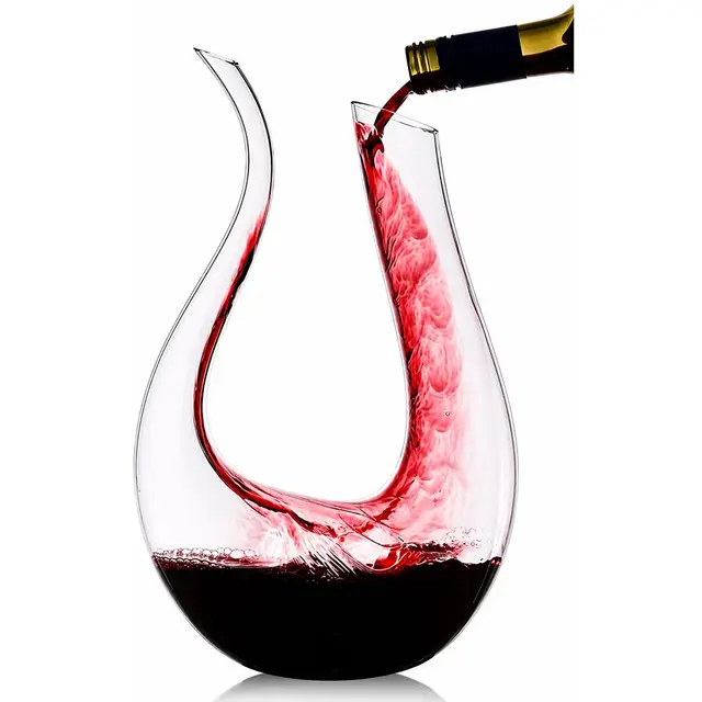 Carafe à vin 100% sans plomb en forme de U en cristal soufflé à la main 1,5 l