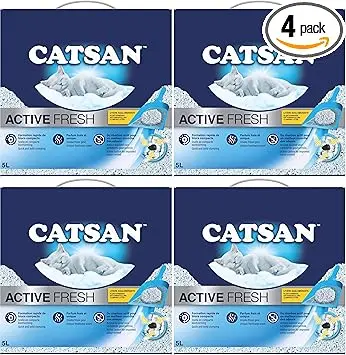 Catsan Active Fresh - Litière Minérale Agglomérante pour Chat 5 L (Lot de 4)