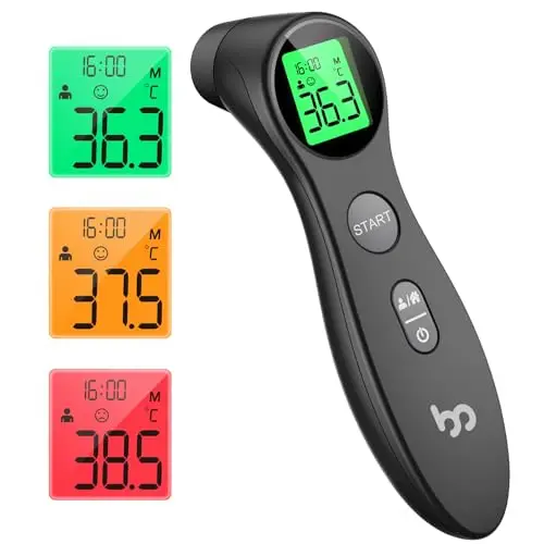Thermomètre Frontal Bebe et Adultes, Thermometre Medical Numérique sans Contact pour la Fièvre, Thermomètre Infrarouge précis Instantané à l'opération Simple