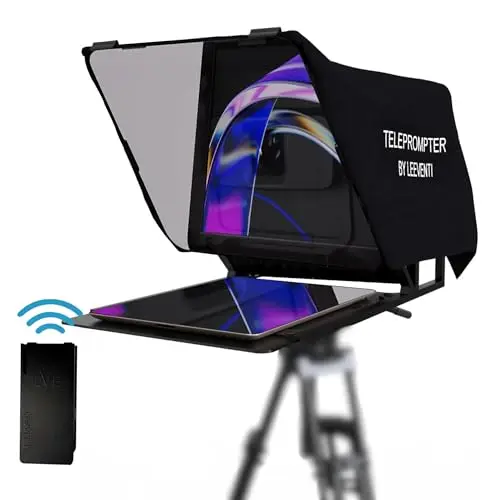 Teleprompter Compatible avec IPad, Tablette, Smartphone et Appareil Photo DSLR, Contrôlé via Télécommande ou Application, Android et iOS, Idéal pour L’Enregistrement Vidéo (4.0)